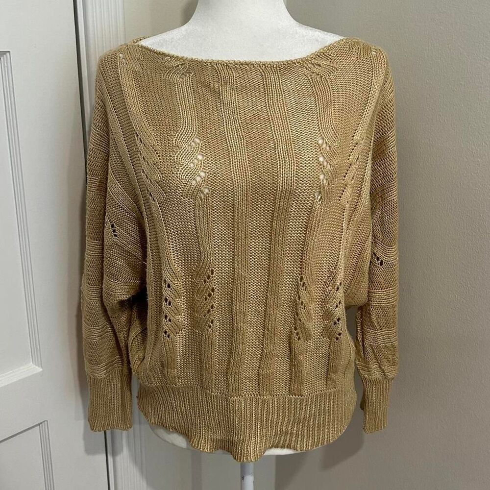 Vtg Pure Silk Puccini Made in Italy Knit Gold Women's Dolman Sweater